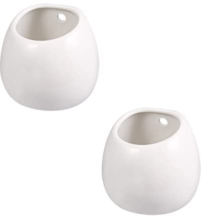 CAXUSD 2pezzi Vasi Decorativi Bianchi Ceramica Per Piante Grasse Per Decorazioni Sospese Casa e Ufficio Stile Naturale Resistente e Multifunzionale