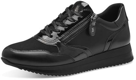 Jana Damen Sneaker flach mit Reißverschluss Vegan, Schwarz (Schwarz), 36 EU