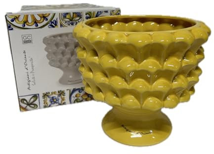 Pot demi-pomme de pin en céramique porte-fleurs coloré gic (20 x 18 CM ART 862496, Jaune)
