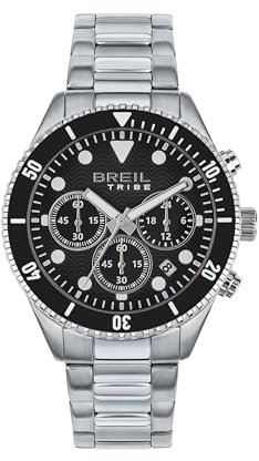 Breil Orologio UOMO OVERHAND quadrante MONO-COLORE NERO movimento CRONOGRAFO QUARZO e BRACCIALE ACCIAIO ARGENTO EW0713