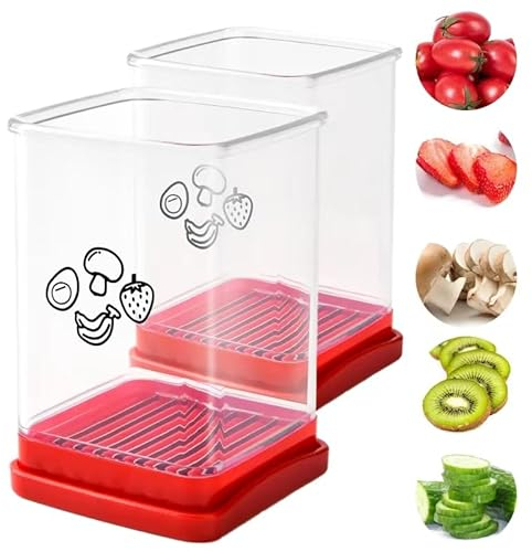 YAOZUP Cortador de Fresas,2 Piezas Fruit Slicer Cup,Cortador de Frutas,Multifuncional de Acero Inoxidable Cortador de Frutas,Rebanador de Taza de Fruta,Cup Slicer Frutas para Frutas Huevos Verduras