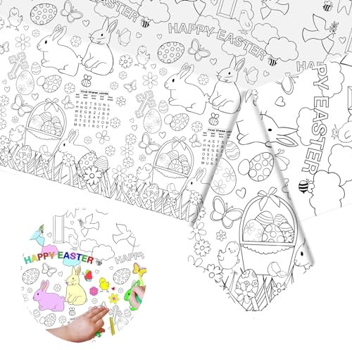 Papier-Tischdecke zum Ausmalen Ostern,Ostertischdecke Ausmal-Tischdecke Ostern Maltischdecke für Kinder Basteln Kinder Ostergeschenke Kinder Ostern Deko 120 x 180cm