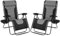 SG Traders Zero Gravity Chair - Reclining Outdoor Sun Lounger, Relaxer Chair for Patio Decking Gardens Camping, Folding Chairs with Cup Holder and Adjustable Headrest Sunlounger (Pack 2 - Black Grey)