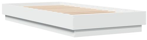 vidaXL Bettgestell, Bett mit LED für Schlafzimmer, Bettrahmen mit Lattenrost, Einzelbett Schlafzimmerbett Gästebett, Weiß 90x200cm