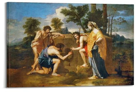 JSWLQ Nicolas Poussin (Die Schäferhunde von Arkadien) Künstler-Poster, Leinwand, Wandkunst, dekoratives Schlafzimmer, moderner Heimdruck, Kunstwerk, 30 x 45 cm