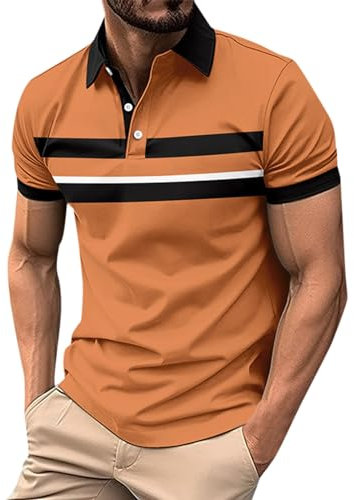 Polo Shirt for Men Short Sleeve Golf Polo Shirts with Pocket Summer Casual Polo T-Shirts Work Golf Tops with Pocket Polo Shirts Mens 3XL with Pocket Mens Designer Clothes Tee (Yellow, M)