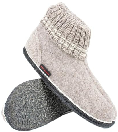 Kitz-pichler Hüttenschuh Ötz - Hausschuh für Damen & Herren | 100% Schurwolle Beige, 45