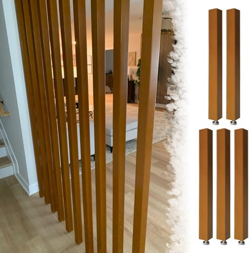 Raumteiler Boden Bis Decken Holzwandpartition Pfosten, Blackout -Bad -Essbereiche Bildschirme Spalte mit Allen Zubehör, Großartig für Den Raum(Color:5pcs Height,Size:210cm/82.7in/6.89ft)