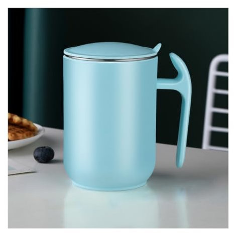 LINKIO Reusable Cups, Stackable Drinking Glasses 550ml Mug Capacity 304 Stainless Steel Mug with Lid Coffee Milk Mug Removable Washable Coffee Mug(Color:Blue)