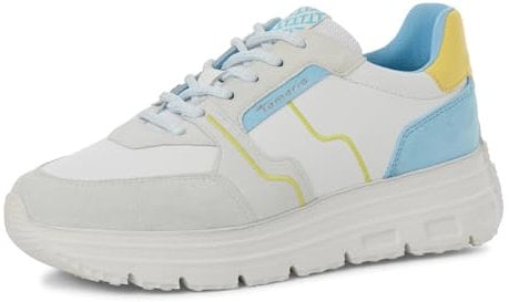 Tamaris Damen Schnürhalbschuh in Weiss-Kombi - Gr. 38