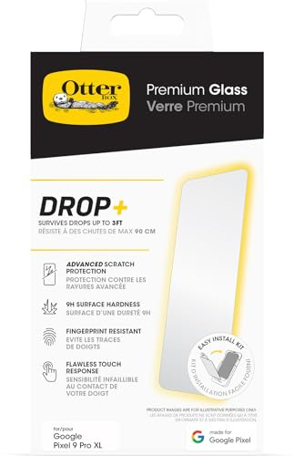 OtterBox Premium Glass Displayschutz für Google Pixel 9 Pro XL | Gehärtetes Glas, hervorragender Kratzschutz, übersteht Stürze bis zu 0,9 m