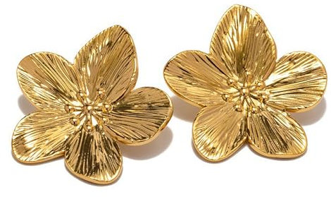 Gold Vintage Statement Flower Earrings - Big Boho Dangle in Alloy - Fashionable & Personalized