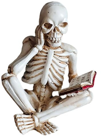 SLXLYH Leseskelett-Figur, Kunstharz, Buchliebhaber, Statue, Heimbüro, dekorative Kunst für Regale und Schreibtische (1)