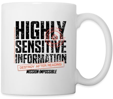 Spreadshirt Mission Impossible Dead Reckoning Sensitive Information Tasse, One size, Weiß