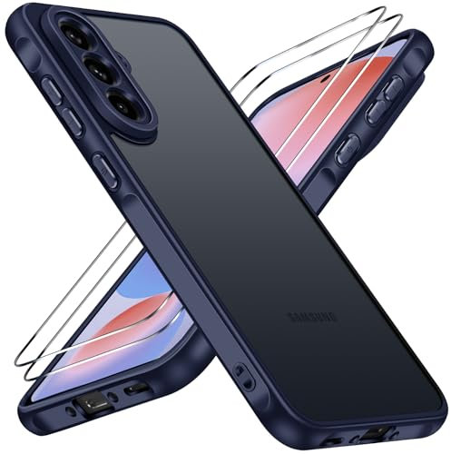 ivoler Hülle für Samsung Galaxy A56 5G mit 2 Stück Panzer Schutz Glas, [Militärstandard] Stoßfest [Kameraschutz] Handyhülle, Matt Durchscheinende Rückseite Anti-Fingerabdruck Schutzhülle Case, Blau