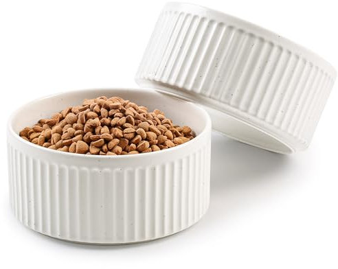 Wellbro 6'' Non-Slip Ceramics Dog Bowl Dog Feeding Bowl -30Oz Classic Dog Food Bowl Water Bowl for Small and Medium Dogs