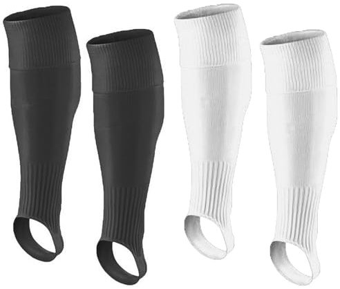 Chyuxinda 2 Paar Erwachsener Fußball Stutzen Fußball Sleeves Tubes Fußballstutzen Stegstrümpfe für Herren Mädchen (DE/NL/SE/PL, Alphanumerisch, Einheitsgröße, Regular, Regular, schwarz & weiß)