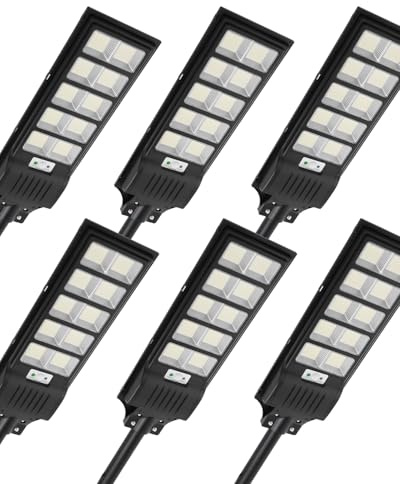 Bellanny 500W Solar Straßenlaterne, 6500K LED Strahler mit Bewegungsmelder Sensor, 6 Stück Solarlampen Straßenleuchte Wandleuchte Wegeleuchte Außen-Sicherheitsbeleuchtung für Garten Hof Garage Straßen
