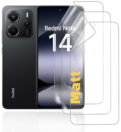 HonJenSeoa Matt Hydrogel Folie für Xiaomi Redmi Note 14, 3 Stück Entspiegelte Displayschutzfolie TPU Schutzfolie, Stoß-Kratzfest TPU, Anti-Fingerabdruck