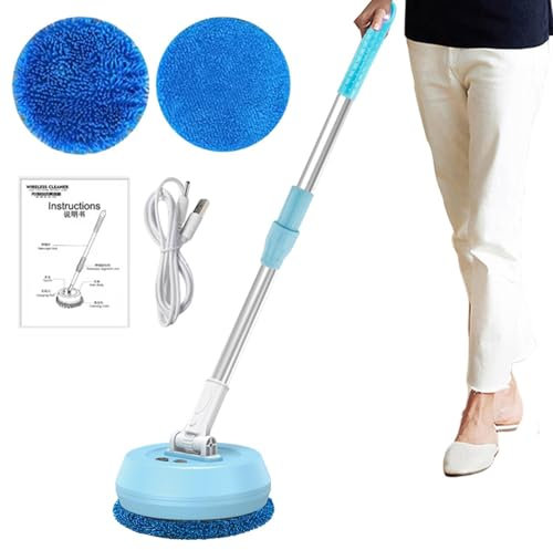 Electric Round Mop | 180 Degree Spin Floor Cleaner - Matefraction Wear Round Mops For Floor Cleaning, Rechargeable Rotation Cleaning Mops