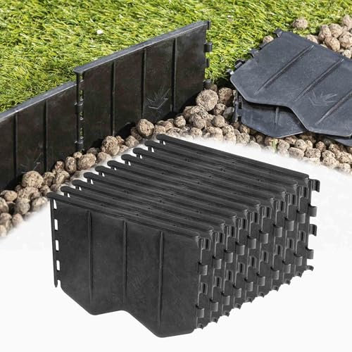 Lawn Garden Edging Border Dig - In 12CM High Flexible Flower Bed Edge and Reinforced Plastic Pegs, Professional Landscape Dividers (Black, 2.5m - 8 ft)