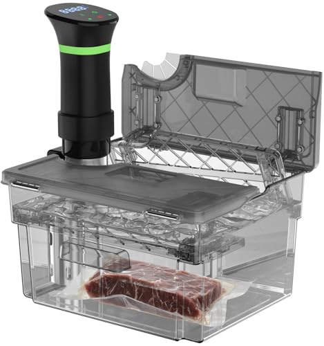 11L Sous Vide Container, Integrated Lid & Rack, No Additional Custom Parts Required, Compatible with Most Sous Vide Cookers for Kitchen, Grey