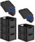 PROREGAL SparSet 5x Eurobox NextGen Grip mit Auflagedeckel & 4 blauen Schiebeschnappverschlüssen, HxBxT 22x30x40cm, 20L, Schwarz, Griffe offen, Eurobehälter, Transportbox, Transportbehälter