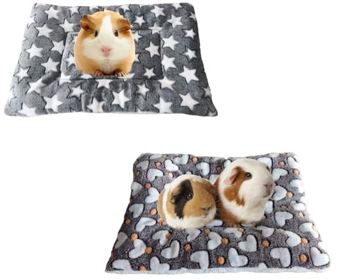 Embhlitfe 2 Stück Plüschbett für Kleine Tiere,Kleintier Plüschbett Kleintierbett Meerschweinchen Bett,Winter Warm Flauschige Bettmatte Kaninchen Bett for Hamster Hase Meerschweinchen,35x25 cm