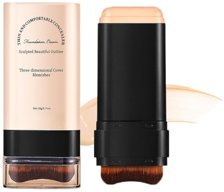 Full Coverage Foundation Stick, Mehrzweck Foundation Stick, Cream Foundation Makeup mit Pinsel, Double Head Longwear Concealer und Contour Stick, Wasserfestes, Natürlich Matte Makeup Finish (05#Honey)