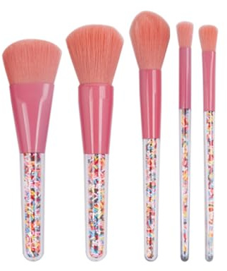 Gogogmee Make Up Pinselset Einfach zu Halten 5 Stück für Frauen mit Farbigen Kunststoffgriffen Künstliche Fasern Geeignet für Täglichen und Professionellen Gebrauch