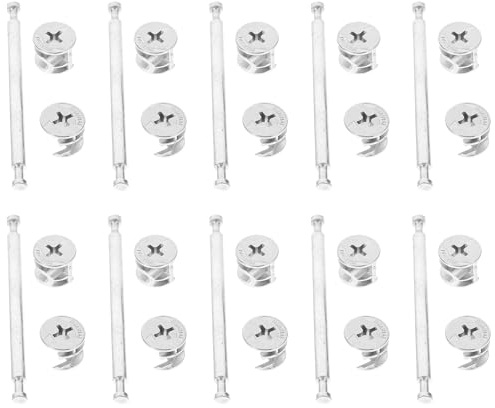 TINEASUR 20 Jeux de Connecteurs à Came pour Meubles, Kit de Fixation en Zinc Allié Goujons Excentriques 48mm/84mm, Ferrures de Liaison Robustes pour Armoires et Rangements Cuisine