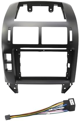 Einbaurahmen für Autoradios passend für VW Polo MK4 6Q 9N 9N3 (2004–2011), 9 Zoll, Stereoanlage, Kabelbaum, Stromkabel, CAN-Bus, Montagesatz Autoradio-Rahmen Radioblende