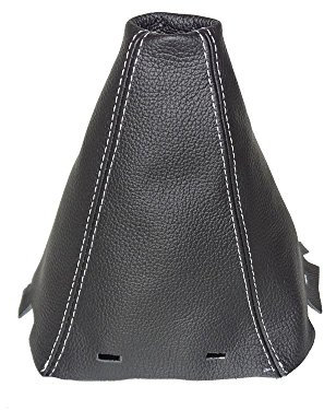 Schaltsack Schaltmanschette schwarz Leder weiß Nähten