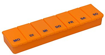 Pflegehome24® Pillendose Tablettendose Pillenbox 7 Tage, 7 Fächer, orange