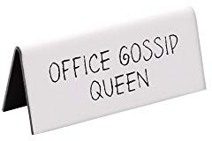 CGB Giftware | Gossip Queen' White Desk Sign | Stictly Business Range | Desk | Novelty | GB02133