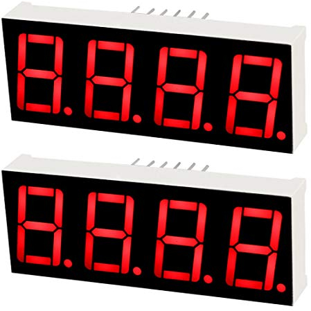 sourcing map Common Anode 12Pin 4 Bit 7 Segment 1.98 x 0.75 x 0.31 Inch 0.55 Red LED Display Digital Tube 2pcs