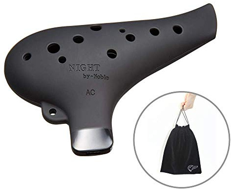 NIGHT by Noble, Plastic Ocarina AC tone Black and Original Velvet material Carry Bag Set (Black)
