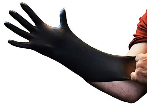 FRANZ MENSCH Hygonorm Nitrilhandschuh Safe Fit in schwarz, 7/S puderfrei, 200 Stück, Einmalhandschuhe, Handschuhe Einweg, Einweghandschuhe in den Größen XS, S, M, L, XL (24cm lang)