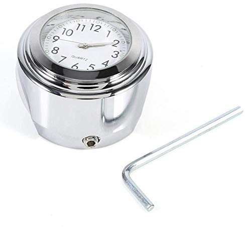 Keenso Motorrad-Lenkeruhr, Gestell für Lenker, mit Stoppuhr, weiß, Digitaluhr, für Motorradlenker, wasserdicht, 7/8 Zoll (12,7 cm)