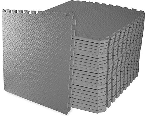 ComFy Mat Gym Flooring Mat, Foam Exercise Mats, Interlocking Puzzle EVA Floor Tiles, Non slip Rubber Cushion For Home Workout, Bonus Adhesives,24X24(60x60cm) Grey 6 TILES (24 Square Feet)