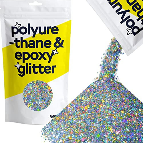 Hemway | Mixed Chunky Polyurethane & Epoxy Resin Glitter - Silver Holographic Mix / 100g