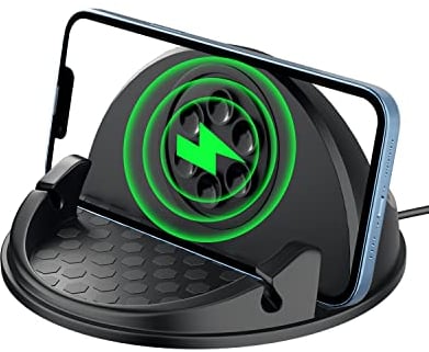Beeasy Cargador Inalambrico Coche, 15W Carga Rápida, Antideslizante Wireless Car Charger Soporte Móvil para iPhone 16 15 14 13 12 11 Pro MAX XR X SE, Samsung S23 S22 S21 Ultra y Otros