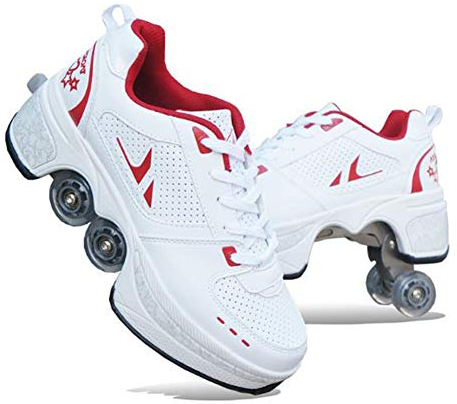 WYEING. Multifunktionale Deformation Schuhe Quad Skate Rollschuhe Skating Outdoor Sportschuhe für Erwachsene,36