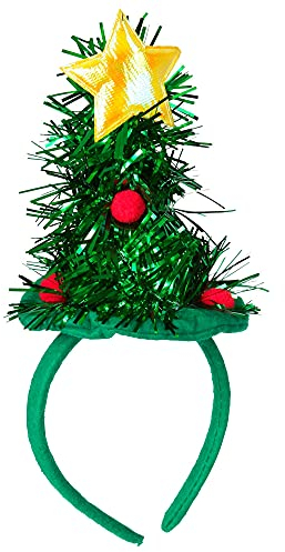 Widmann 00036 - Weihnachtsbaum Minihut, mit Lametta, Kopfbedeckung, Accessoire, Weihnachten, Mottoparty, Karneval