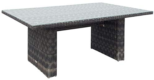 Polyrattan Gartentisch 200x100 Glastisch Esstisch Gartenmöbel Tisch Metall