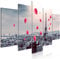 decomonkey Bilder Paris 100x50 cm 5 Teilig Leinwandbilder Bild auf Leinwand Vlies Wandbild Kunstdruck Wanddeko Wand Wohnzimmer Wanddekoration Deko Eiffelturm Stadt