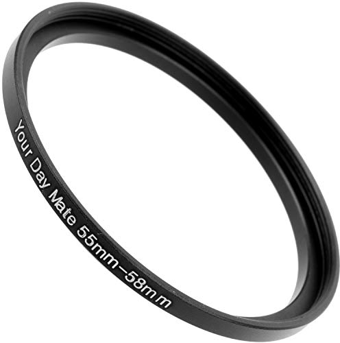 Step Up Ring, 1 Stück, Ø 55 auf 58 mm Durchmesser, Ultra Slim Design, Aluminium Einfassung, für Ø 55 mm Objektiv und Ø 58 mm Filter, Adapter Ring, Filteradapter Stepup Kamera, Step-Up Objektiv Camera
