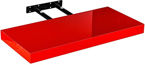 STILISTA® Wandboard Volato Länge 100 cm, Hochglanz rot | Freischwebendes Wandregal mit verdeckter Befestigung, MDF E1 geprüft, 14 Farben, 9 Größen 30-110cm, Belastbarkeit 10kg