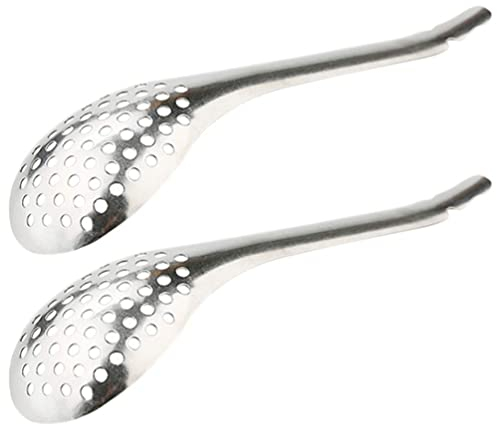 2 Pièces Cuillère de Sphérification Cuillère à en Acier Inoxydable Mixologue Moléculaire Bar Cuillère Cuillère à Tamiser Caviar pour Cuisine Ustensiles de Cuisine ( )