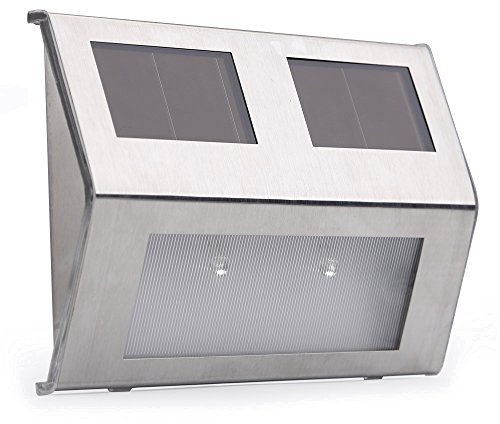 AGM Solar Light 4PC, Outdoor IP44 Waterproof Solar Powered Durable Wall Lights Outside for Garden Fence Door Yard Garage Pathway